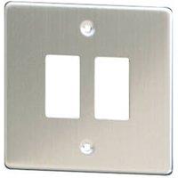 Varilight PowerGrid 2-Module Grid Faceplate Brushed Steel (44826)