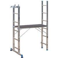 Mac Allister 2-Section 4-Way Aluminium Combination Ladder With Platform 2.65m (4486X)