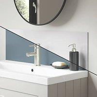Splashwall Vanity Splashback Gloss Glacier White/Neptune Blue 250mm x 800mm x 4mm (448KU)