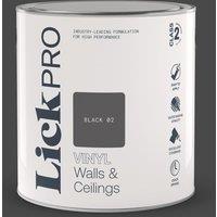 LickPro 2.5Ltr Black 02 Vinyl Matt Emulsion Paint (448TM)