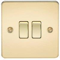 Knightsbridge 10AX 2-Gang 2-Way Light Switch Polished Brass (448TY)