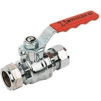 Pegler PB300 Compression Full Bore 22mm Ball Valve with Red Handle (45277)
