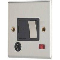 Contactum iConic 13A Switched Fused Spur & Flex Outlet with Neon Brushed Steel with Black Inserts (454RP)