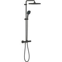 Grohe Vitalio Comfort 250 HP Rear-Fed Exposed Matt Black Thermostatic Shower System (454YX)