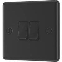 LAP 20A 16AX 2-Gang 2-Way Switch Matt Black with Black Inserts (455PN)
