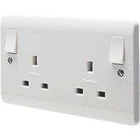 Crabtree Instinct 13A 2-Gang DP Switched Socket White (457HV)
