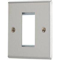 Contactum iConic 1-Module Modular Faceplate Brushed Steel (457RR)