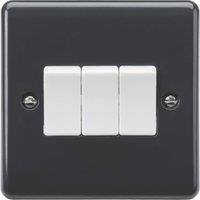 Knightsbridge Part M 10AX 3-Gang 2-Way Light Switch Anthracite (457YA)