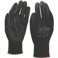 Site PU Palm Dip Gloves Black Large (458FR)