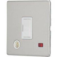 Contactum Lyric 13A Unswitched Fused Spur & Flex Outlet with Neon Brushed Steel with White Inserts (458RP)