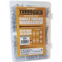 TurboGold 380 Pcs PZ Double-Countersunk Wood Screws Mixed Sizes Plastic Case Grab Pack