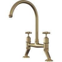 ETAL Alton Deck Mounted Cross Head Bridge Mixer Brushed Brass (459JL)