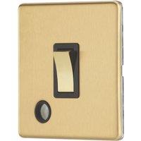 Contactum Lyric 20A 1-Gang DP Control Switch & Flex Outlet Brushed Brass with Black Inserts (460RP)