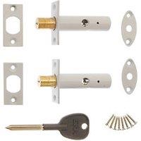 ERA Brass Concealed Door Security Bolts 78mm White 2 Pack (4610G)
