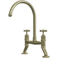 ETAL Alton Deck Mounted Cross Head Bridge Mixer Polished Brass (463JL)