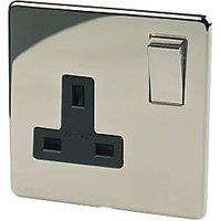 Crabtree Platinum 13A 1-Gang DP Switched Plug Socket Black Nickel with Black Inserts (46463)
