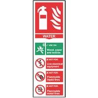 Essentials Non Photoluminescent "Fire Extinguisher Water" Sign 100mm x 300mm (464FG)