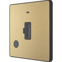 British General Evolve 13A Unswitched Fused Spur with LED Satin Brass with Black Inserts (464PX)