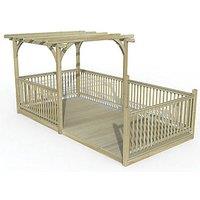 Forest Ultima 16' x 8' (Nominal) Flat Pergola & Decking Kit with 5 x Balustrades (3 Posts) (465FL)