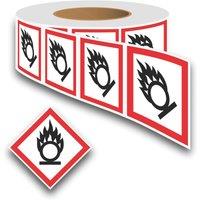Essentials Oxidising GHS Labels (Roll) 100mm x 100mm (465YU)