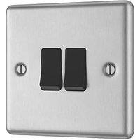 LAP 20A 16AX 2-Gang 2-Way Light Switch Brushed Stainless Steel with Black Inserts (467PN)