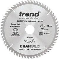 Trend CraftPro Wood/Chipboard/MDF Circular Saw Blade 190mm x 30mm 60T (467PV)