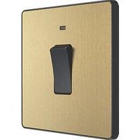 British General Evolve 20A 1-Gang DP Control Switch Satin Brass with LED with Black Inserts (467PY)