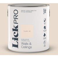LickPro 2.5Ltr Taupe 03 Vinyl Matt Emulsion Paint (467TM)