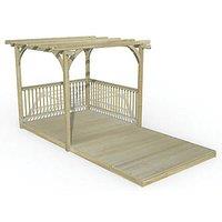 Forest Ultima 16' x 8' (Nominal) Flat Pergola & Decking Kit with 2 x Balustrades (468FL)