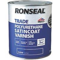Ronseal 750ml Clear Satin Solvent-Based Interior Wood Varnish (468VT)