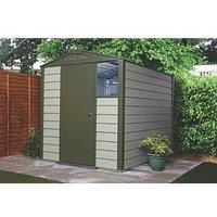 Trimetals Titan 640 6' 6" x 5' (Nominal) Apex Metal Motorbike Store Olive/Moorland Green (470RY)