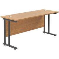 TC Group Aztec Twin Upright Rectangular Office Desk Nova Oak/Black 1800mm x 600mm (470TT)