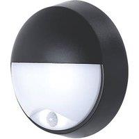 Luceco Eco Outdoor Round LED Eyelid Bulkhead With PIR Sensor Black/White 10W 400lm (472JX)