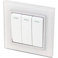 Retrotouch Crystal 10A 3-Gang 2-Way Light Switch White Glass (4732J)