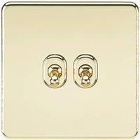 Knightsbridge 10AX 2-Gang 2-Way Light Switch Polished Brass (474TY)
