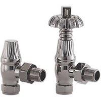 Arroll UK-18 15mm x 1/2" Black Nickel Angled Traditional Thermostatic Radiator Valve & Lockshield (4750G)