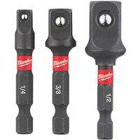 Milwaukee SHOCKWAVE Hex Shank Socket Adaptors 3 Pieces (475GE)