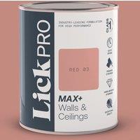 LickPro Max+ 1Ltr Red 03 Matt Emulsion Paint (475TM)