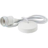 Knightsbridge Vintage 1.8m Pendant Set Light Fitting E27 Matt White 3 1/2" (475TY)