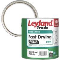 Leyland Trade 2.5Ltr Brilliant White Satin Water-Based Trim Paint (476YC)