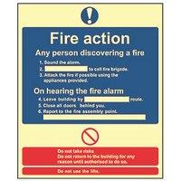 Essentials Photoluminescent "Fire Action Procedure" Sign 250mm x 300mm (477FG)