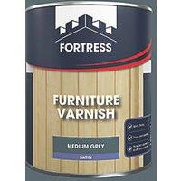 Fortress 750ml Mid Grey Satin Water-Based Interior Furniture Varnish (477JM)