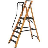 Werner Fibreglass 2.13m 6 Step Platform Step Ladder With Handrail (478JL)