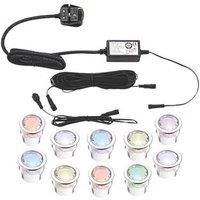 LAP Coldstrip 30mm Outdoor RGB Round LED Deck Light Kit Polished Stainless Steel 4W 10 Pack (478PG)
