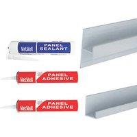 Splashwall Panel Installation Kit White 5 Piece Set (479KU)