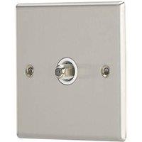 Contactum iConic 1-Gang F-Type Satellite Socket Brushed Steel with White Inserts (480RP)