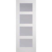 4-Clear Light Primed White Wooden Shaker Internal Door 1981mm x 762mm (482FA)