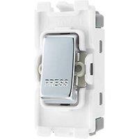 British General Nexus Metal Grid 20A 1-Way Grid Retractive Switch Module 'Press' Polished Chrome (482RF)