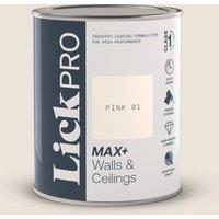 LickPro Max+ 1Ltr Pink 01 Matt Emulsion Paint (482TM)