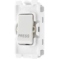 British General Nexus 800 Grid 20A 1-Way Grid Retractive Switch Module 'Press' White (483RF)